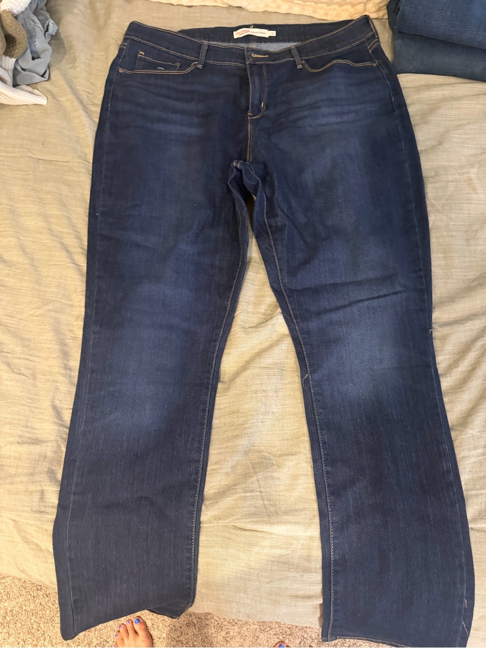 Levi Dark Wash Straight Leg Jeans - Blue